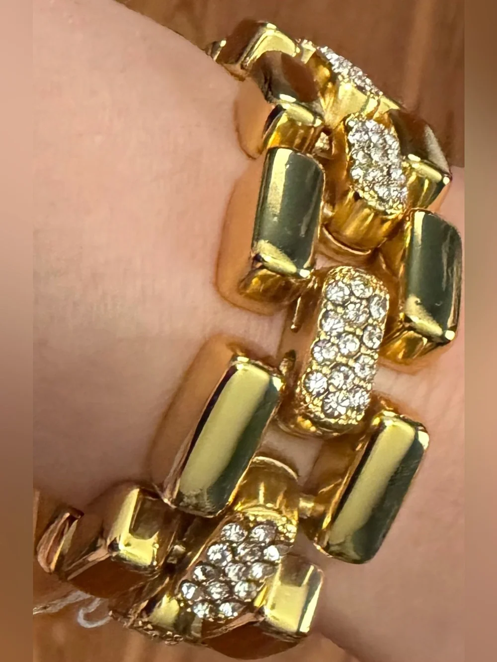 J.Crew Gold Crystal Pavé Flat-Link Bracelet NEW Sparkle Statement Jewelry Luxury